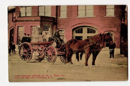 Niagara Engine Co. No. 5 Horse-Drawn Pumper, Olney & Hope Sts., Providence, R.I., ca. 1907