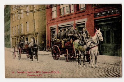 Franklin Hose Co. No. 4, Horse-Drawn Apparatus, Mills St., Providence, R.I., circa 1899-1900s