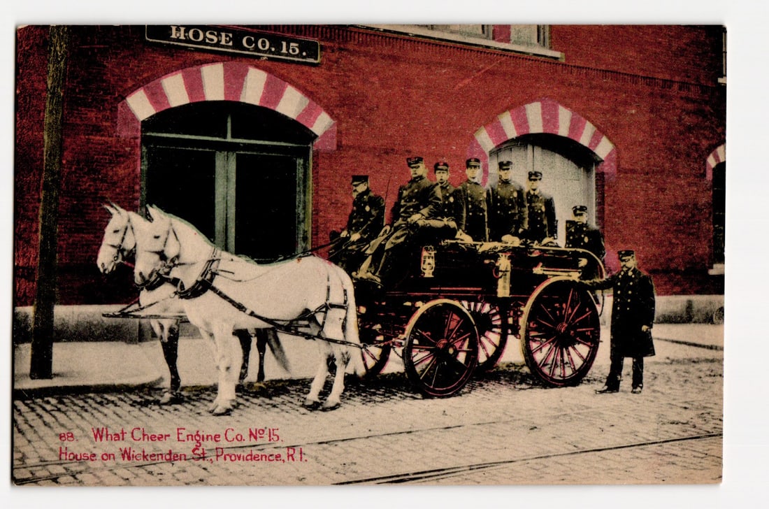 Hose Co. 15, What Cheer Engine No. 15, Horse-Drawn Wagon, Wickenden St., Providence, R.I. (1 of 2)