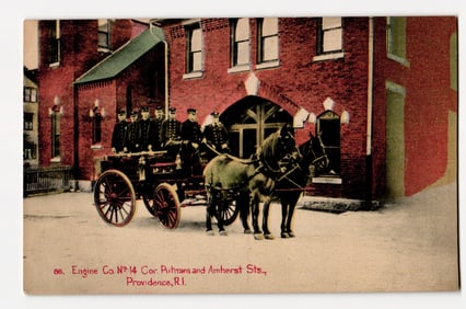 Providence, R.I. Engine Co. No 14, Horse-Drawn Fire Wagon, Cor. Putnam & Amherst Sts.