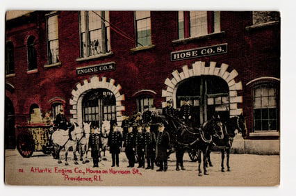 Providence, R.I. Atlantic Engine Co., Harrison St. Firefighters, Horse-Drawn Engine & Hose Co.