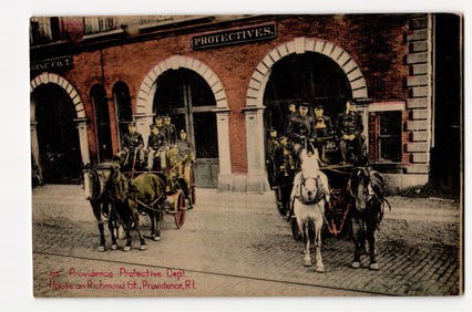Providence Protective Dept. Firefighters, Horse-Drawn Wagons, Richmond St. Fire House, RI
