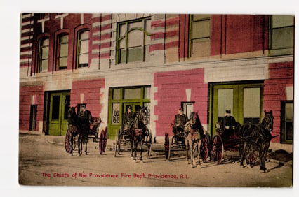 Providence Fire Department Chiefs with Horse-Drawn Carriages, Providence, R.I., ca. 1900s