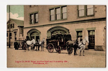 Providence, R.I. Engine Co. No 22 at Junction Point & Friendship Sts. with Horse-Drawn Wagons