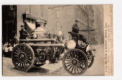Hartford, Conn. Motorized Fire Engine "Pride of Hartford," Early Firefighting Apparatus, c.1907