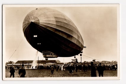 Graf Zeppelin Airship Landing, "Landung mit schwerem Schiff," with Spectators, Early 1900s