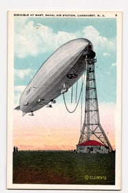 U.S. Navy Dirigible Docked at Mooring Mast, Naval Air Station, Lakehurst, New Jersey, ca. 1920s-30s