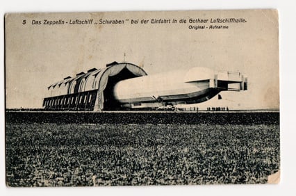 Zeppelin "Schwaben" Airship Entering Gothaer Luftschiffhalle, Gotha, Germany; Photograph