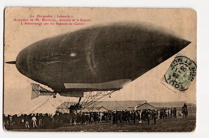 French Dirigible 'Lebaudy': M. Berteaux Ascension, Sapeurs du Genie Landing, c. 1905