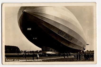 Luftschiff Graf Zeppelin (L.Z. 127) During Landing, Large Airship on Ground with Spectators