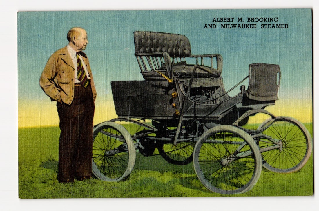 Albert M. Brooking with Milwaukee Steamer, Hastings Museum, Nebraska, Early 20th Century Auto (1 of 2)