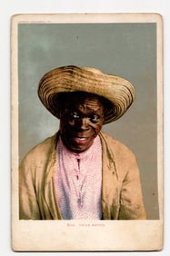 Detroit Publishing Co. Postcard: Portrait of a Man in Straw Hat, "Uncle Rastus," No. 8212