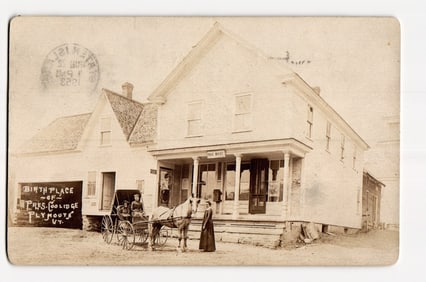 Historical View, Birthplace of President Coolidge, Post Office, Plymouth, VT; Carriage Scene