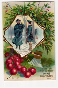 George Washington at Valley Forge 1777-78, Cherry Motif, "First in War..." Quote, 1908 Card