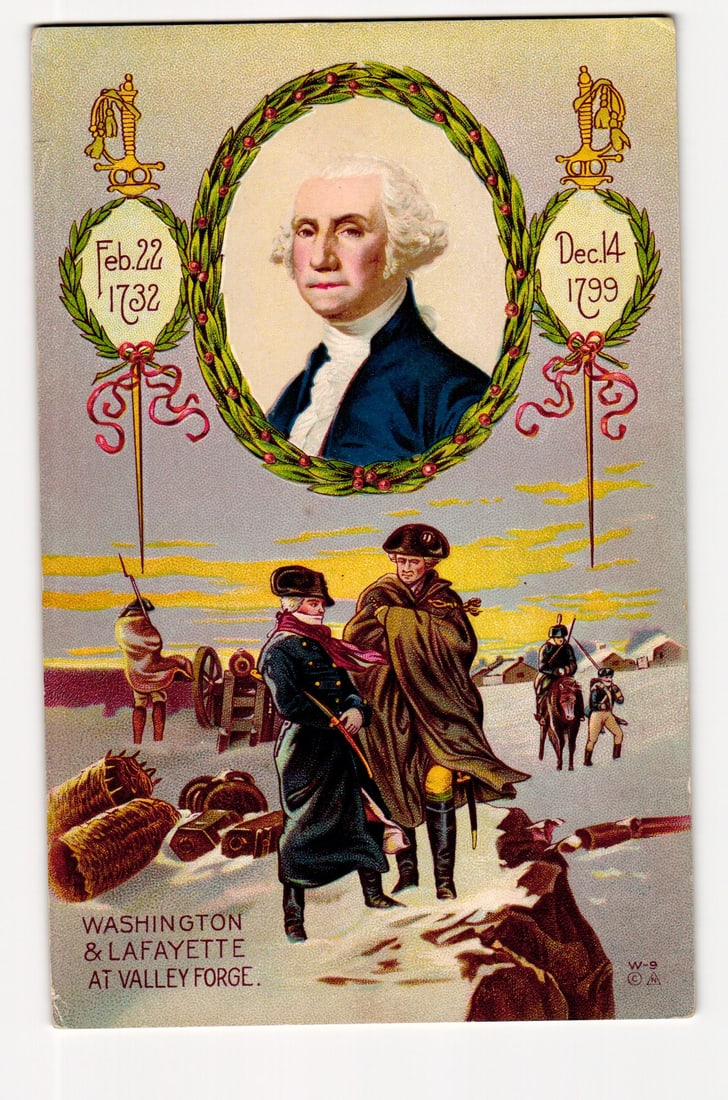 George Washington Portrait & Washington & Lafayette at Valley Forge Scene, Early 20th Century (1 of 2)