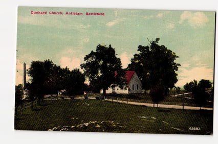 Dunkard Church, Antietam Battlefield. View of Church, Monument, and Landscape. Early 20th Cent.