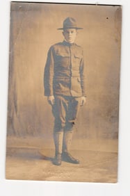 WWI Soldier "Dead Eye" George, Full-Length Portrait by Alpine Studio, Corram, M.T. (Montana)