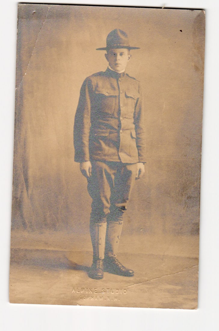 WWI Soldier "Dead Eye" George, Full-Length Portrait by Alpine Studio, Corram, M.T. (Montana) (1 of 2)