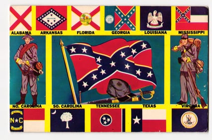 Illustrated Flags of the Confederate States of America and Soldiers; USA, Dexter Press Card