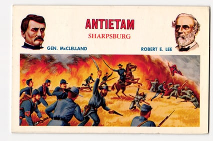 Civil War: Battle of Antietam (Sharpsburg) with Portraits of Gen. McClellan & Robert E. Lee.