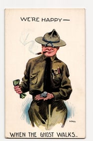 Illustrated Soldier "We're Happy When The Ghost Walks," Payday Motif, Artist Wall, USA Printed