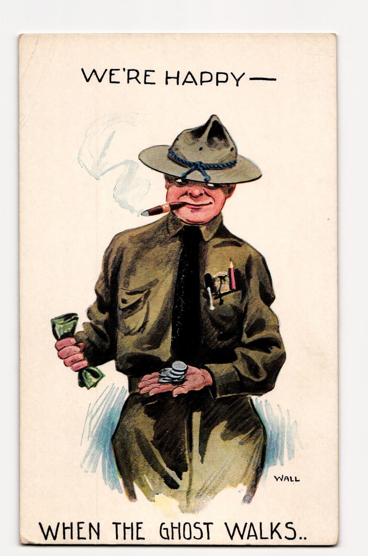 Illustrated Soldier "We're Happy When The Ghost Walks," Payday Motif, Artist Wall, USA Printed (1 of 2)