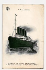 S. S. Agamemnon Steamship, Jewish Welfare Board Postcard for U.S. Soldiers & Sailors, ca. WWI