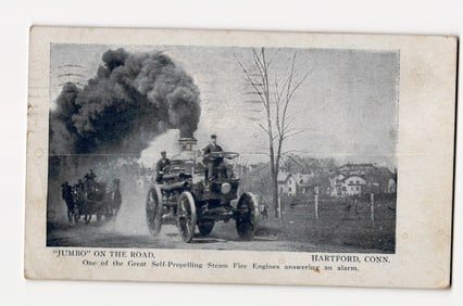 Hartford, Conn. "Jumbo" Self-Propelling Steam Fire Engine on the Road Answering an Alarm.