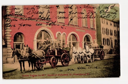 Providence, R.I. Ocean Engine Co. No. 7 House on Richmond St. Horse-Drawn Fire Apparatus