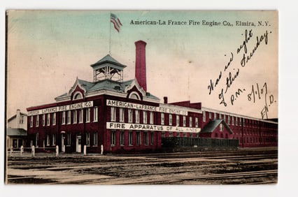 American-La France Fire Engine Co. Factory Building Exterior, Elmira, N.Y. Postcard, c. 1907