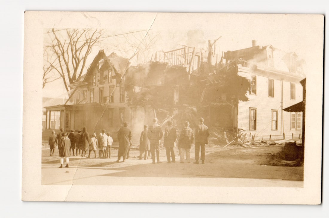 Broadway St. Fire Aftermath, Beverly, Massachusetts, November 3, 1909 Real Photo Postcard (1 of 2)