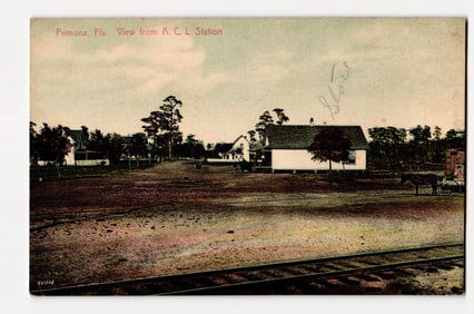 Pomona, Florida: View from A. C. L. Station, early 20th century colorized lithograph postcard.
