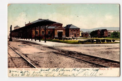Lehigh Valley Station, Ithaca, N.Y. Postcard; Postmarked 1897, Polychrome Rochester News Co.
