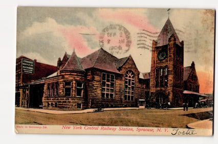 New York Central Railway Station, Syracuse, N.Y. Exterior View, 1906 Postmarked Color Postcard