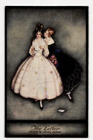 "The Letter" by Jennie Harbour, "Early Victorian" Series, Oilette De Luxe Tuck's Postcard No. 3801