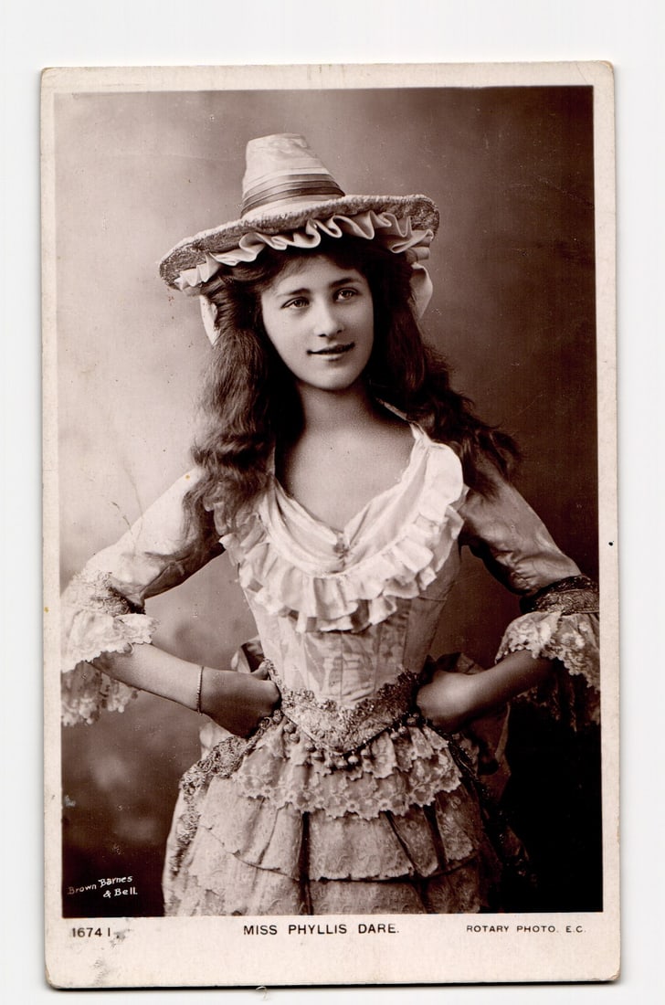 RPPC Postcard: Actress Miss Phyllis Dare, Edwardian Era, Rotary Photo, Halifax Postmark 1905 (1 of 2)