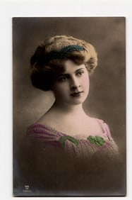 Antique Postcard: Portrait of a Woman, Blue Headband, 1911 Polish Correspondence, Germany