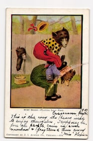 Busy Bears Playing Leap Frog Postcard, Cragsmoor NY Origin, 1907 J.I. Austen Co. Illustration