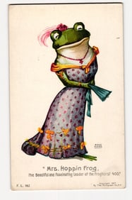 Anthropomorphic "Mrs. Hoppin Frog," Leader of Froghurst 400, 1907 Rotograph Co. NY postcard