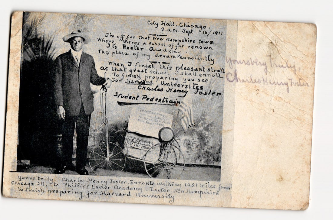 Charles Henry Foster "Student Pedestrain" 1911 Chicago to Phillips Exeter Academy Signed Postcard (1 of 3)
