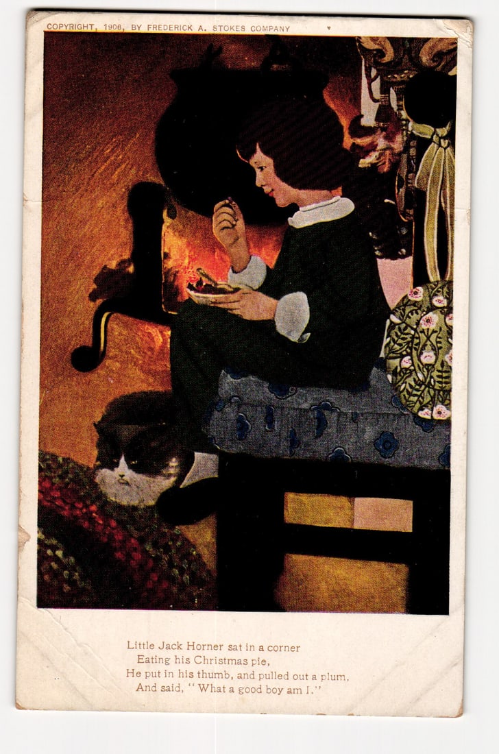1906 Little Jack Horner Nursery Rhyme Illustration by Frederick A. Stokes Co. Series No. 9 Postcard (1 of 2)