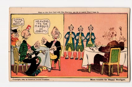 1906 Happy Hooligan Postcard by Frederick Burr Opper, Marquis of Joblots Scene, Comic Art