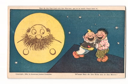 1906 American Journal Examiner "Kids See Moon" Comic Illustration by Frederick Burr Opper Postcard