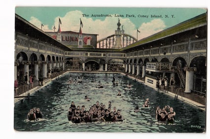 The Aquadrome, Luna Park, Coney Island, N. Y. Swimmers in Large Salt Water Pool Postcard