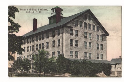 Antique Postcard: Stone Building, Shakers, Enfield, N.H., Architectural View, Circa 1912