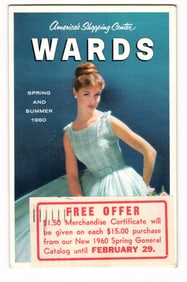 Wards 1960 Catalog Advertisement Postcard, Free Offer, Mailed Waterbury, CT, February 1960.
