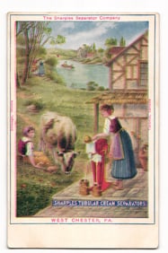 The Sharples Separator Co. Advertising Postcard, West Chester, PA - Farm Scene, Cream