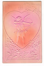 Embossed Cupid with Bow and Arrow, 'To My Valentine' Postcard, Sent to Rutland, VT, 1912