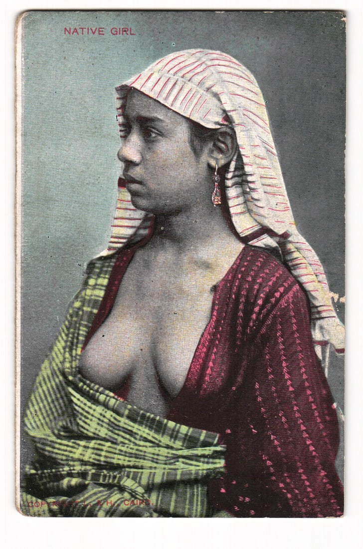 Colorized Postcard: 'NATIVE GIRL', Egypt, Lichtenstern & Harari Cairo, Early 20th Century (1 of 2)