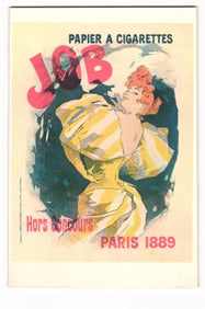 Jules Chéret Art Nouveau postcard: "PAPIER A CIGARETTES JOB" poster, Paris 1889/1895.